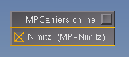 The MPCarrier selection dialog. The user 'Nimitz' is currently selected as the controller of the carrier Nimitz.