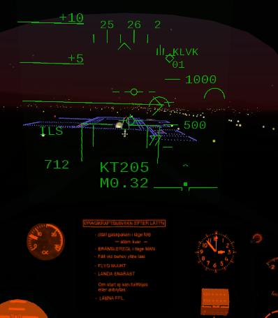 ILS approach at KLVK. The semi circles are radar tracks of other aircrafts.
