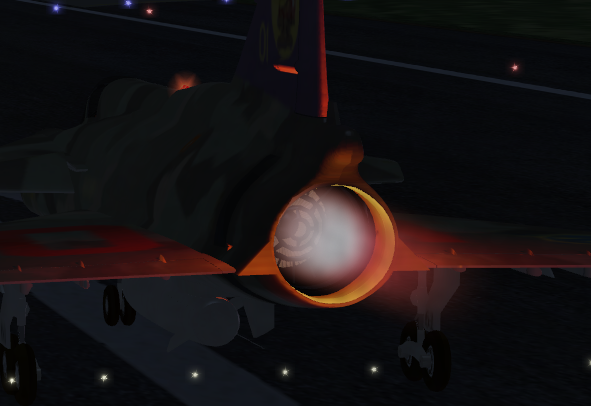 Notice the light effect on the fuselage from the afterburner flame.