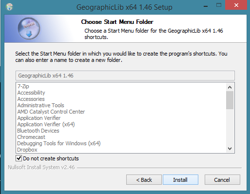 File:GeographicLib - Creating Start menu folder.png