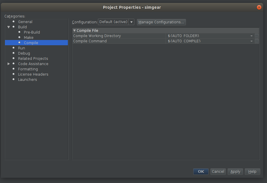 NetBeans config - simgear compile options