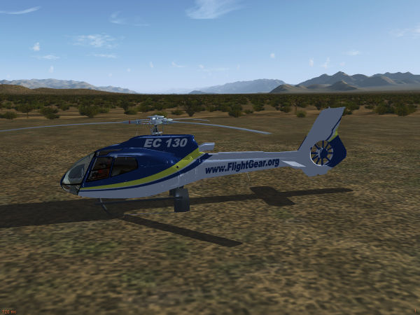 The EC 130 rendered using the model-combined effect