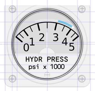 The Inkscape view of the gauge with the four dial layers