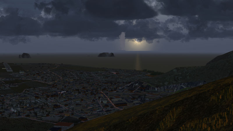 File:Eruption starting at main crater on the island of Surtsey in Iceland viewed from the island of Himaey (Flightgear 2020.x) 02.jpg