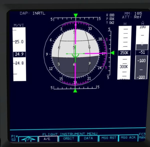 PFD of the Space Shuttle in MM105 through MM 303