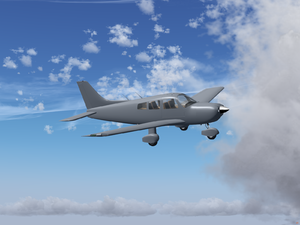The Piper Archer CX in flight with ALS and advanced weather enabled