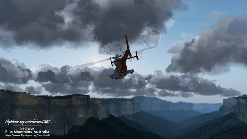 File:Bell 430 over cliffs in Blue Mountains of Australia near Katoomba (March 2020) 03.jpg