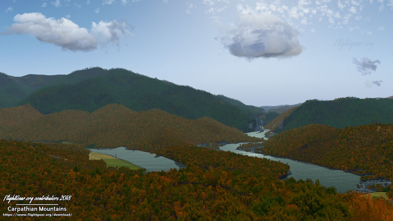 File:Carpathian Mountains (Romainian portion) in Autumn (Flightgear 2018.x).jpg