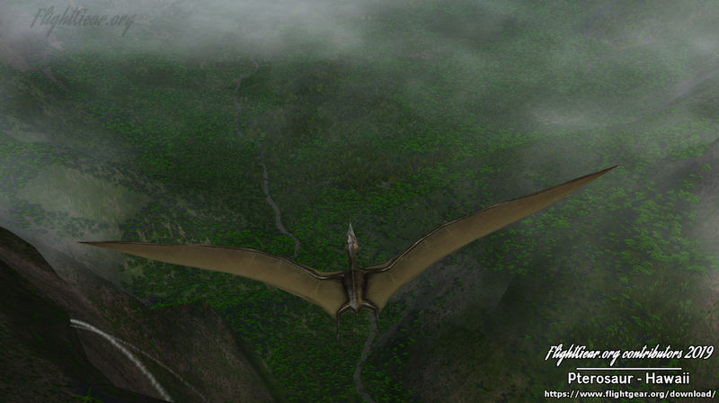 File:Pterosaur over Mount Waialeale on the Island of Kauai, Hawaii closeup (Flightgear 2019.x).jpg