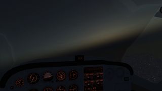A night flight, showing the instrument illumination. If using ALS, a flashlight is also available via the aircraft menu