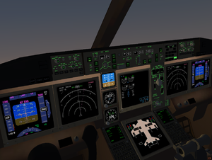 The 3D cockpit of a 777-300
