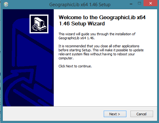 File:GeographicLib - Setup wizard (first screen).png