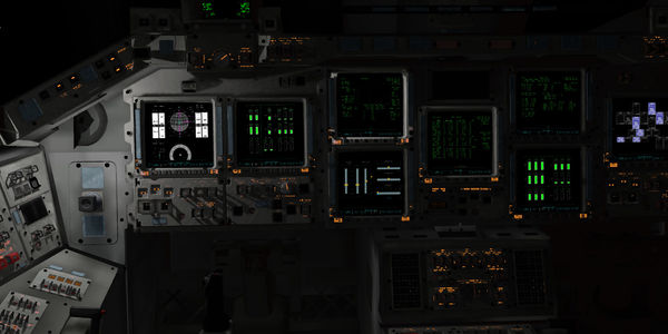 Beispiel für eine vorgenerierte lightmap im Cockpit des Space Shuttle