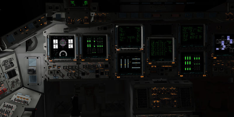 Example of a raytracer generated lightmap for the Space Shuttle cockpit
