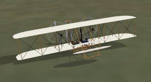 The Wright Flyer on the ground.