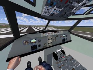 The cockpit of the 737-100