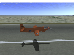 The X-1 landing at Edwards AFB.
