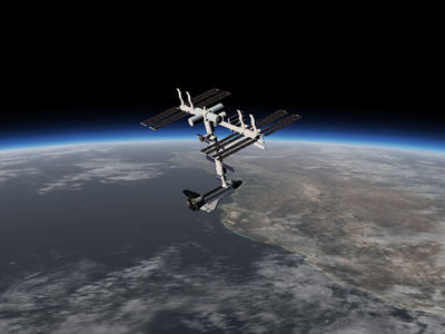 Space Shuttle, angedockt an die ISS