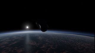 The OV in orbit at Sunset