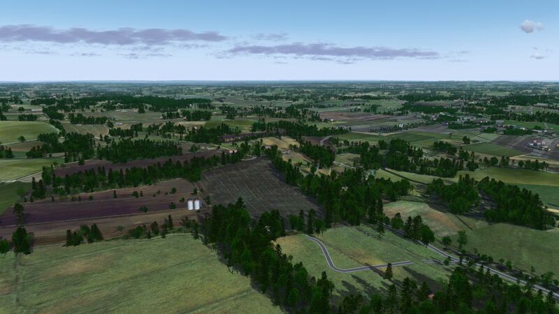 File:Rolling agricultural lands stretching away to the horizon in southern France in FlightGear 2020.x 01.jpg
