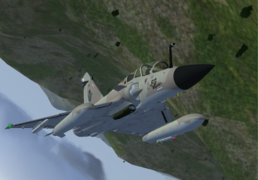 mirage 2000-5 flying low altitude with pod "PDLCT"