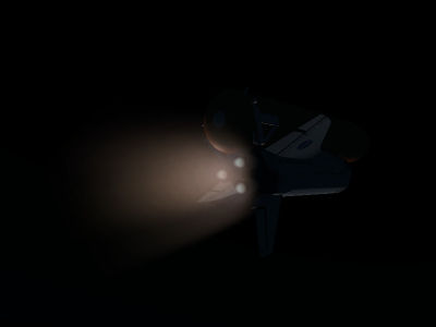 Space Shuttle main engine flames during late ascent