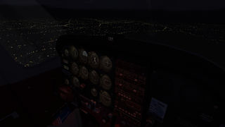 Night flight with dimmed post lights