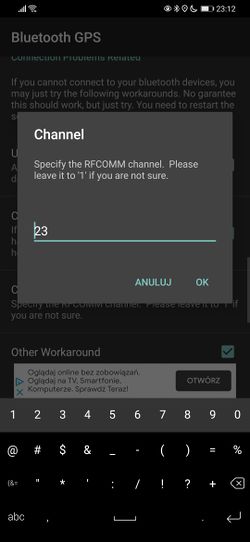 Bluetooth GPS channel config