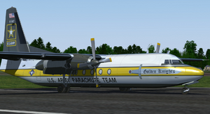 Fokker F27 in Golden Knights livery