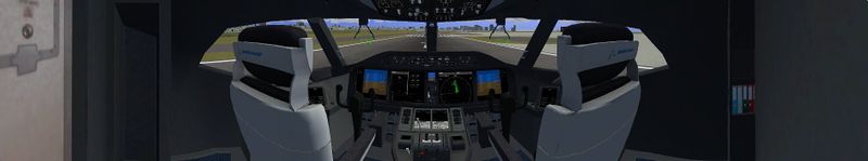Panoramic View of the 787-8 Dreamliner Cockpit