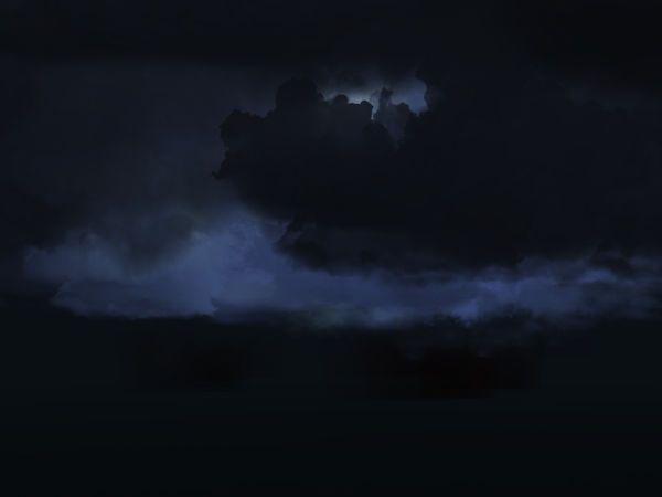 Clouds illuminate at night
