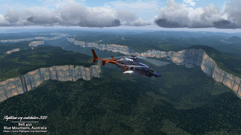 File:Bell 430 over cliffs in Blue Mountains of Australia near Katoomba (March 2020) 02.jpg