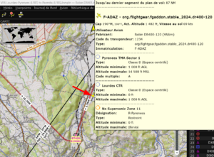 Little Navmap affiche les données envoyées par Flightgear