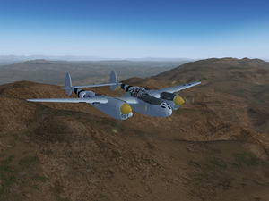 Lockheed P-38 Lightning in flight