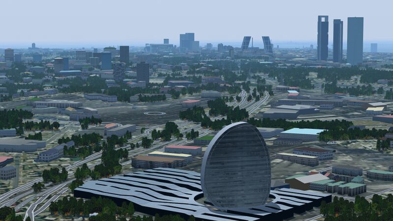 File:Madrid in FlightGear 2020.x with the 1st world-build of OSM2City 01.jpg